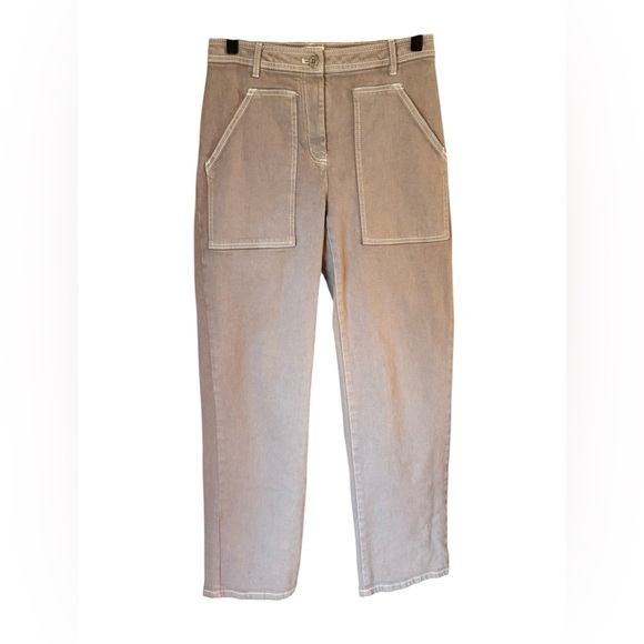 Aritzia Wilfred Free Mid Rise Straight Leg Modern Utility Pants In Beige Size 2 - Picture 1 of 9